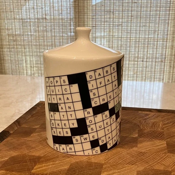 NYT Crossword Puzzle Coffee canister ceramic covered jar Fishs Eddy - Picture 1 of 10